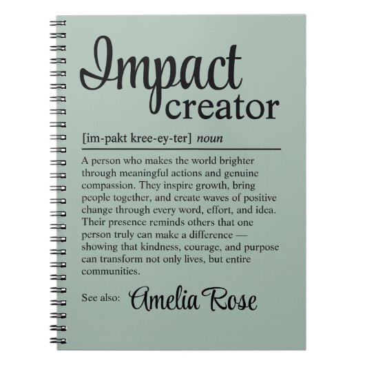 Custom Impact Creator Definition Appreciation Notizblock (Vorderseite)
