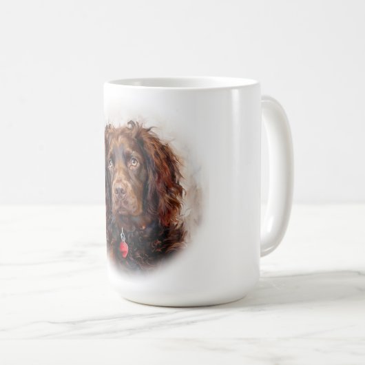 Custom Impressionist Boykin Spaniel Portrait Mug Kaffeetasse (VorderseiteRechts)
