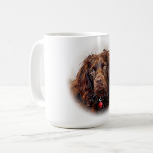 Custom Impressionist Boykin Spaniel Portrait Mug Kaffeetasse (Vorderseite Links)