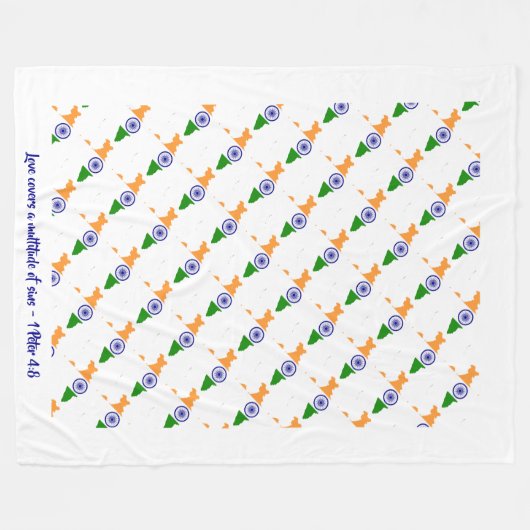 Custom INDIA FLAG Fleecedecke (Vorderseite (Horizontal))