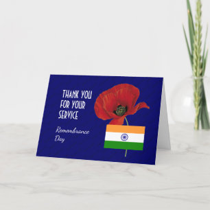 Custom INDIAN FLAG DAY Veterans Dankeskarte