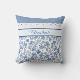 Custom Indigo Blau und Weiß Imitate Spitzen Kissen