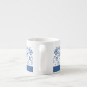 Custom Indigo Blue Floral Border Espresso Tasse (Rückseite)