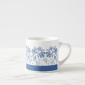 Custom Indigo Blue Floral Border Espresso Tasse (Rechts)