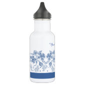 Custom Indigo Blue Floral Border Water Flasche Edelstahlflasche (Links)
