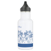 Custom Indigo Blue Floral Border Water Flasche Edelstahlflasche (Rechts)