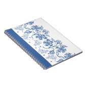 Custom Indigo Blue on White Floral Border Notebook Notizblock (Rechte Seite)