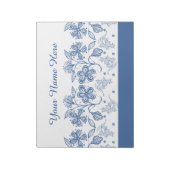 Custom Indigo Blue on White Floral Border NotePad Notizblock (Rotiert)