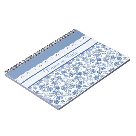 Custom Indigo Floral Imitate Lace Notebook oder Jo Notizblock (Linke Seite)