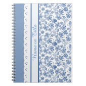 Custom Indigo Floral Imitate Lace Notebook oder Jo Notizblock (Vorderseite)