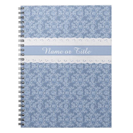 Custom Indigo Floral Imitate Spitzen Spiral Notebo Notizblock (Vorderseite)