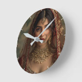 Custom Indisch Girl Foto Hübsch Modernes Geschenk Runde Wanduhr (Winkel)