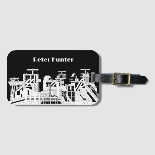 Custom Industrial Metallurgical Combine Silhouette Gepäckanhänger (Vorderseite (Horizontal))