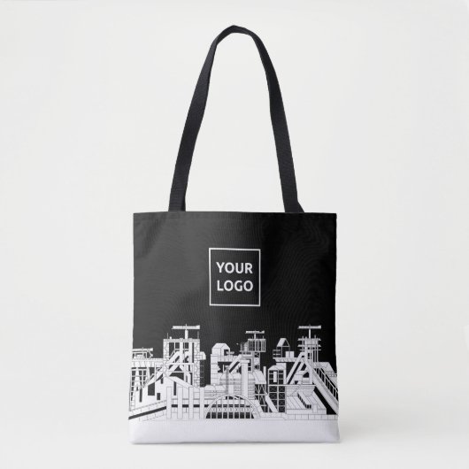 Custom Industrial Skyline Tote Bag with Logo Tasche (Vorderseite)