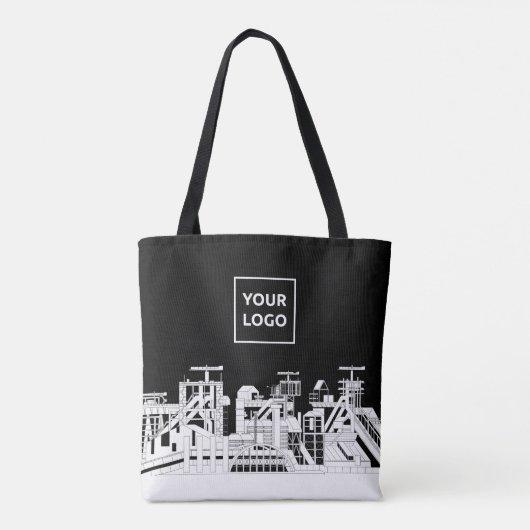 Custom Industrial Skyline Tote Bag with Logo Tasche (Rückseite)