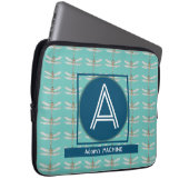 CUSTOM INITAL TRENDY LIGHT AQUAMARIN DRAGONFLY LAPTOPSCHUTZHÜLLE (Vorne Rechts)