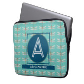 CUSTOM INITAL TRENDY LIGHT AQUAMARIN DRAGONFLY LAPTOPSCHUTZHÜLLE (Vorderseite Links)