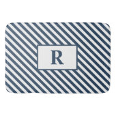 Custom Initial Blue/White Stripes Bath Mat Badematte (Vorderseite)