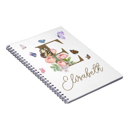 Custom Initial Butterfly Notebook Geschenk Notizblock (Rechte Seite)