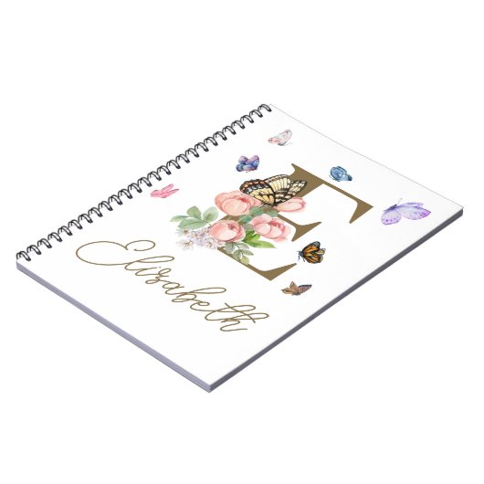 Custom Initial Butterfly Notebook Geschenk Notizblock (Linke Seite)