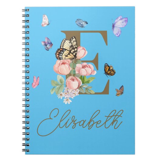 Custom Initial Butterfly Notebook Geschenk Notizblock (Vorderseite)