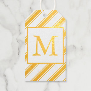CUSTOM INITIAL CANDY STRIPED REAL Foil Gift Tag Geschenkanhänger