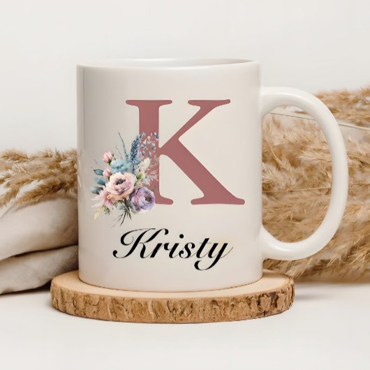 Custom Initial & Girl Name Personalized Monogram Kaffeetasse