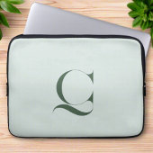 Custom Initial l Elegant Classy Green Mit Monogram Laptopschutzhülle