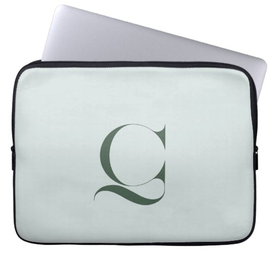 Custom Initial l Elegant Classy Green Mit Monogram Laptopschutzhülle (Vorderseite)