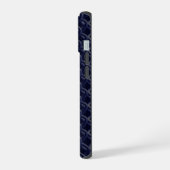 Custom Initial Large Modern Blue Lattice Rubber iPhone 15 Hülle (Linke Seite)