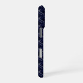Custom Initial Large Modern Blue Lattice Rubber iPhone Hülle (Rechte Seite)