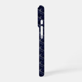 Custom Initial Large Modern Blue Lattice Rubber iPhone Hülle (Linke Seite)