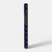 Custom Initial Large Modern Blue Lattice Rubber iPhone Hülle (Linke Seite)
