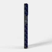 Custom Initial Large Modern Blue Lattice Rubber iPhone Hülle (Rechte Seite)