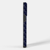 Custom Initial Large Modern Blue Lattice Rubber iPhone Hülle (Rechte Seite)
