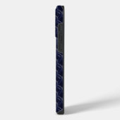 Custom Initial Large Modern Blue Lattice Rubber iPhone Hülle (Linke Seite)