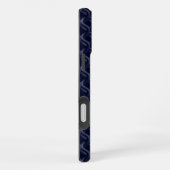 Custom Initial Large Modern Blue Lattice Rubber iPhone Hülle (Rechte Seite)