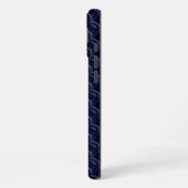 Custom Initial Large Modern Blue Lattice Rubber iPhone Hülle (Linke Seite)