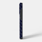 Custom Initial Large Modern Blue Lattice Rubber iPhone Hülle (Linke Seite)