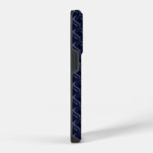 Custom Initial Large Modern Blue Lattice Rubber iPhone Hülle (Rechte Seite)