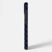 Custom Initial Large Modern Blue Lattice Rubber iPhone Hülle (Linke Seite)