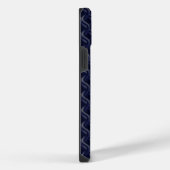 Custom Initial Large Modern Blue Lattice Rubber iPhone Hülle (Rechte Seite)