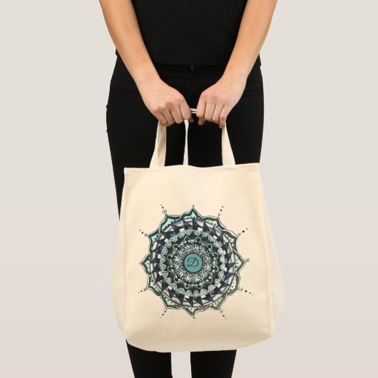 Custom Initial Mandala Design Tote Bag Tragetasche (Vorderseite (Produkt))