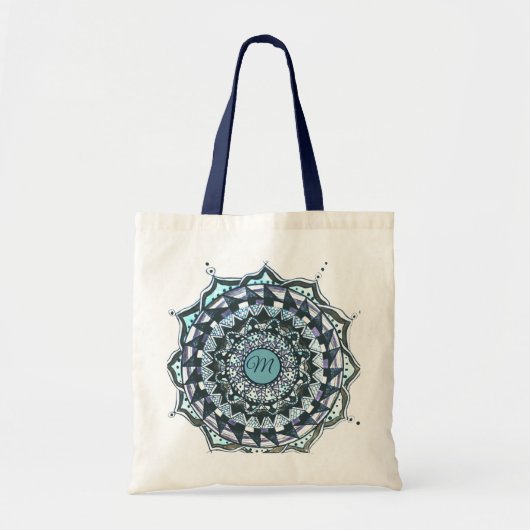 Custom Initial Mandala Design Tote Bag Tragetasche (Vorne)