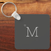 Custom Initial Minimalistisch Stylish Dark Gray Schlüsselanhänger (Vorderseite)