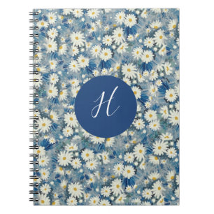 Custom Initial Monogram Daisies Floral Notebook Notizblock