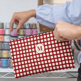 Custom Initial Name Red Gingham Girly Feminine Zubehörtasche