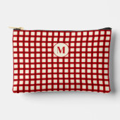 Custom Initial Name Red Gingham Girly Feminine Zubehörtasche (Vorderseite)