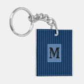 Custom Initial, Navy Blue Stripes Acrylic Keychain Schlüsselanhänger (Vorderseite links)