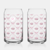 Custom Initial Pink Girly Coquette Bow & Macarons Dosenglas (Links)